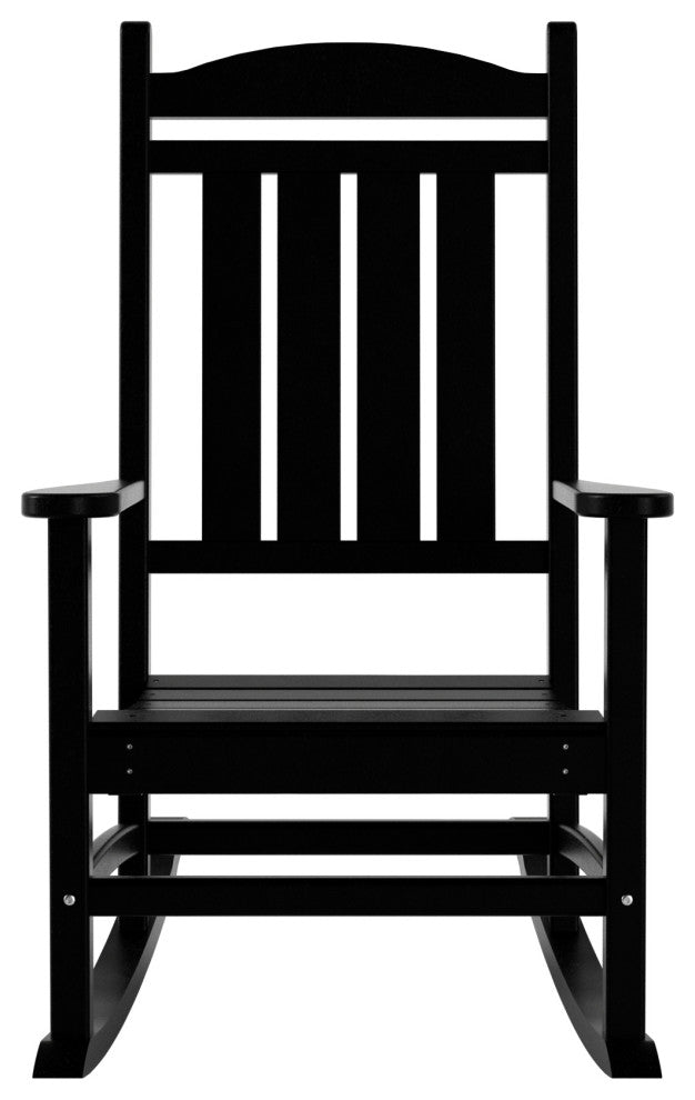 WestinTrends 2PC Outdoor Patio HDPE Adirondack Porch Rocking Chair Set, Black
