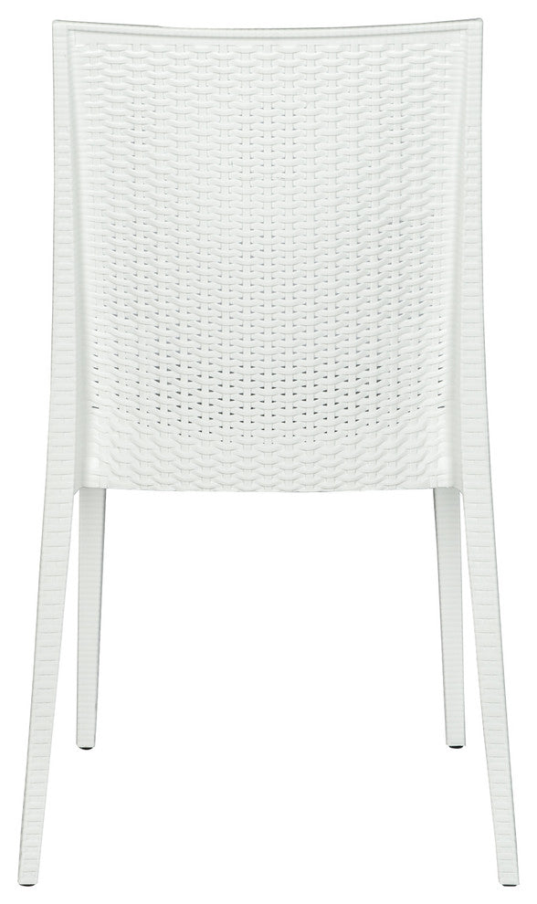 Leisuremod Weave Mace Indoor Outdoor Patio Chair, Set of 2, White