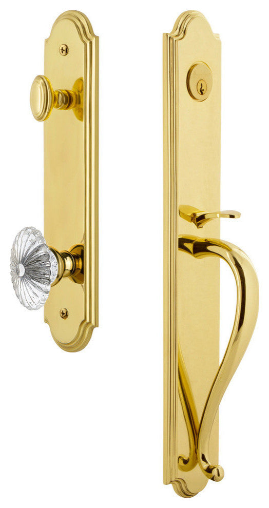 Arc 1-Piece Dummy Handleset, S Grip and Burgundy Knob, Lifetime Brass, 848473