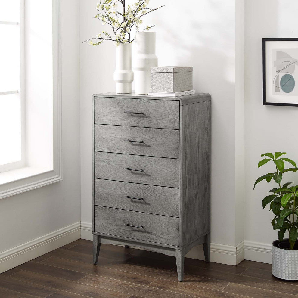 Dresser Drawer Chest Stand, Wood, Gray, Modern Farmhouse Living Room