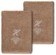 Linum Home Turkish Cotton Monica 2-Piece Embellished Washcloth Set, Latte