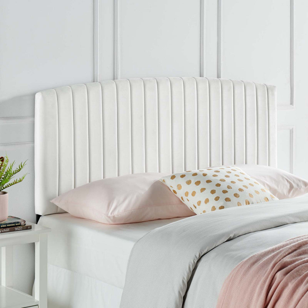 Rebecca Performance Velvet Twin Headboard - White