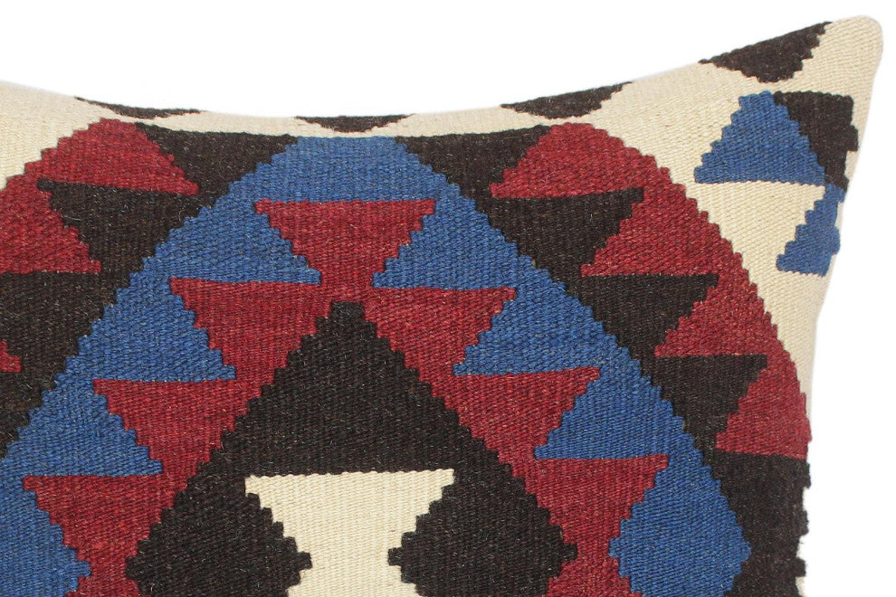 Tribal Turkish Rosette Hand Woven Kilim Throw Pillow