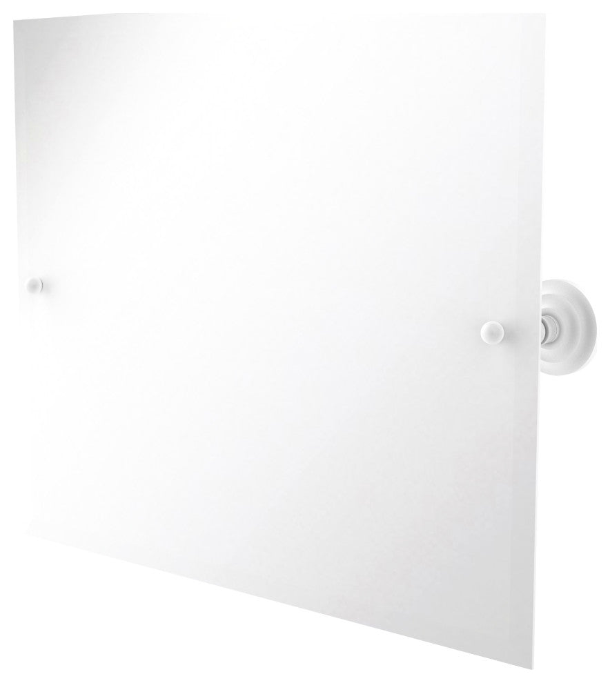 Prestige Que New Frameless Landscape Beveled Edge Tilt Mirror, Matte White