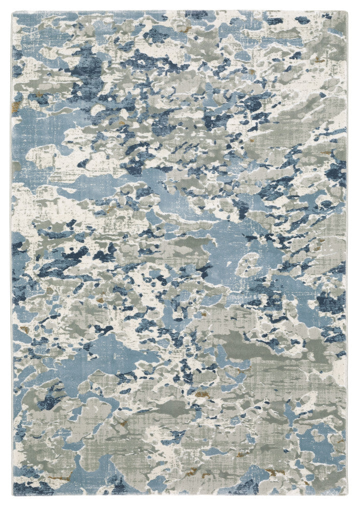 Emery Marble Grey/Blue Indoor Area Rug, 3'3" x 5'