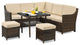 Costway 6PCS Patio Rattan Dining Sofa Furniture Set Ottoman Table Lower Shelf
