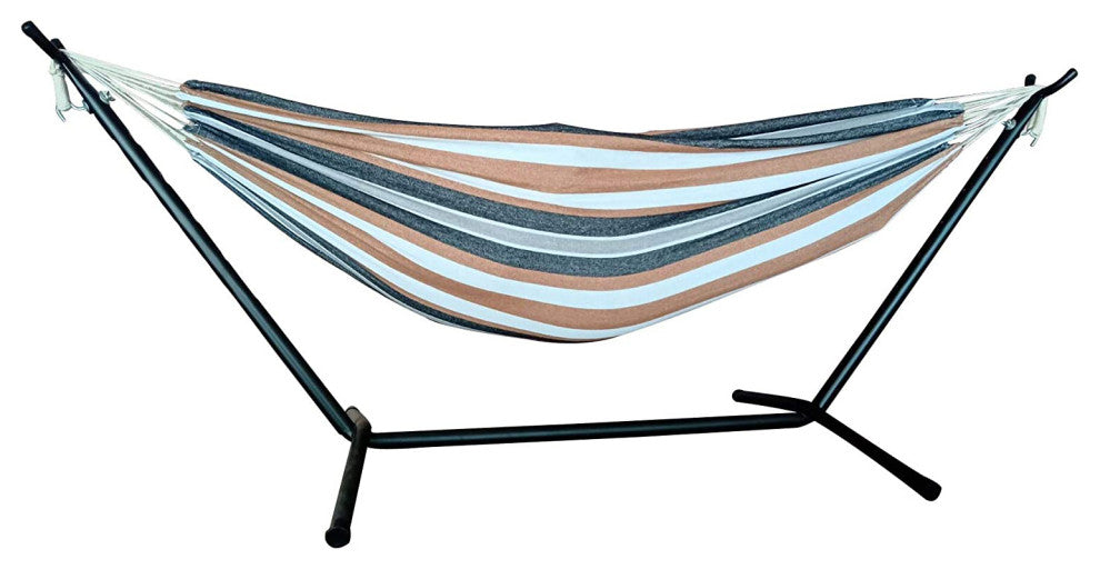 HomeRoots Desert Stripe Double Classic 2 Person Hammock With Stand