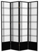 7' Tall Double Cross Shoji Screen, Black, 4 Panels