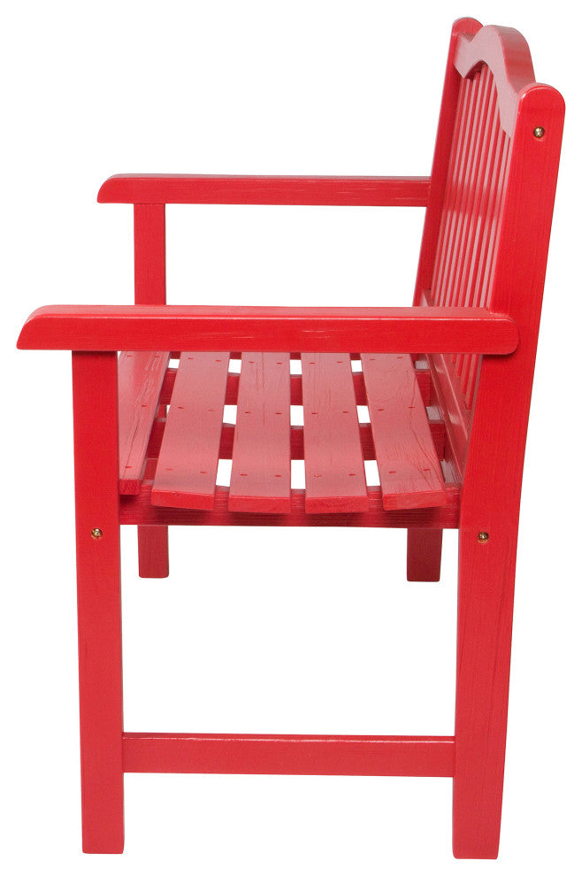 Shine Company Belfort II Garden Bench With HYDRO-TEX, Chile Red
