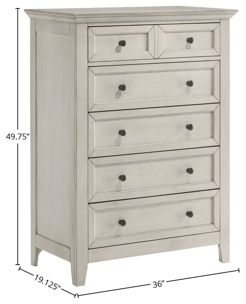 San Mateo 5-Drawer Wooden Youth Chest, Rustic White
