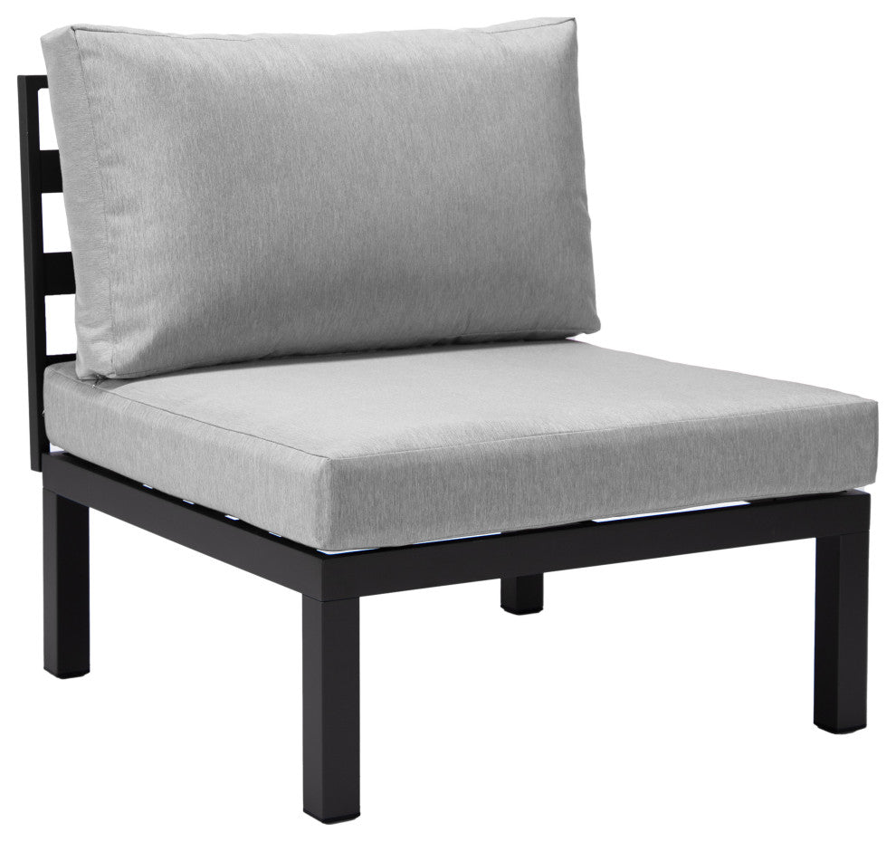 LeisureMod Hamilton 6-Piece Modular Patio Sectional Set With Cushion, Light Gray