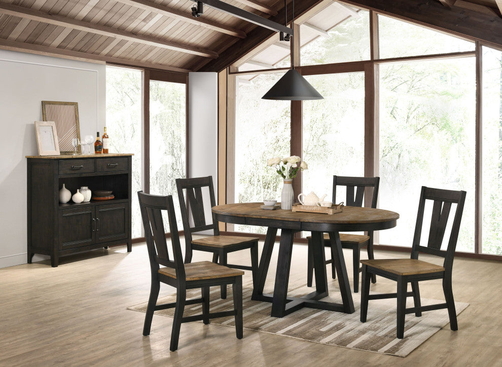 Harper Side Chair With Splat Back, Brushed Brown and Pecan, Set of 2