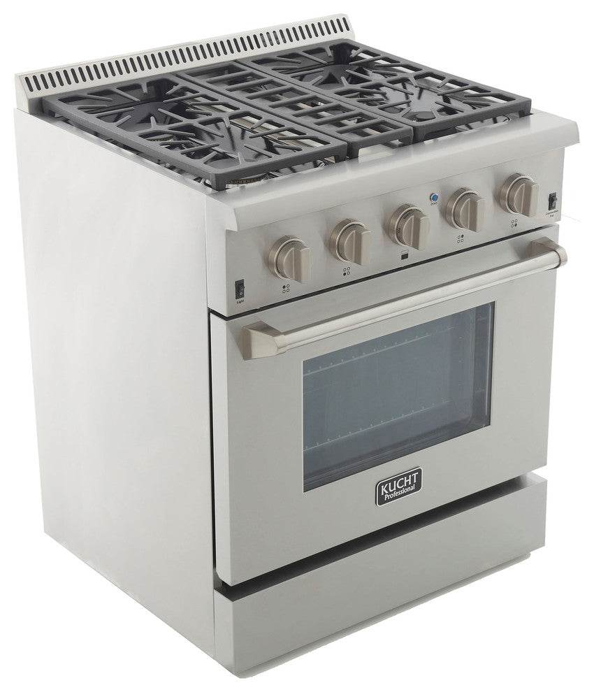 KUCHT Pro Style 30" Dual-Fuel Range, Classic Silver, Natural Gas