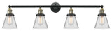 Small Cone 4-Light Bath Fixture, Clear Glass, Black Antique Brass