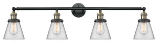 Small Cone 4-Light Bath Fixture, Clear Glass, Black Antique Brass