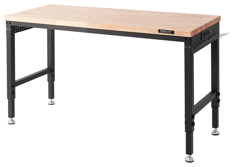 VEVOR Adjustable Height Workbench 60"L x 23"W Table With Power Outlets