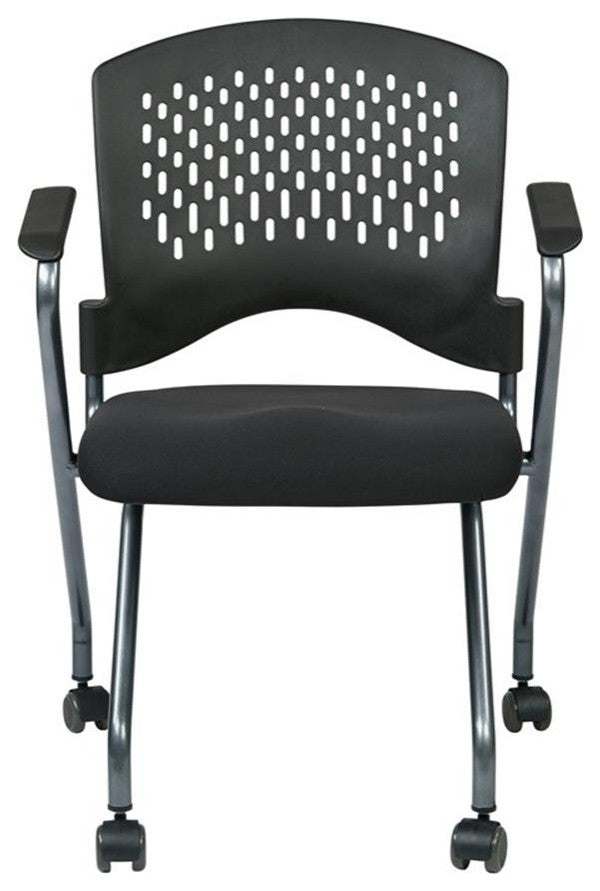 Set of 2 Deluxe Black Folding Chair with Ventilated Plastic Wrap Around Back
