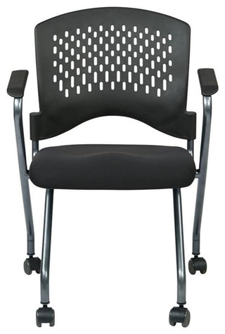 Set of 2 Deluxe Black Folding Chair with Ventilated Plastic Wrap Around Back