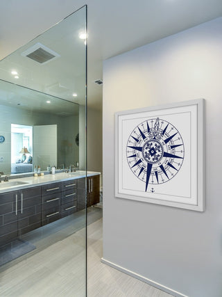 "Blue Compass" Framed Painting Print