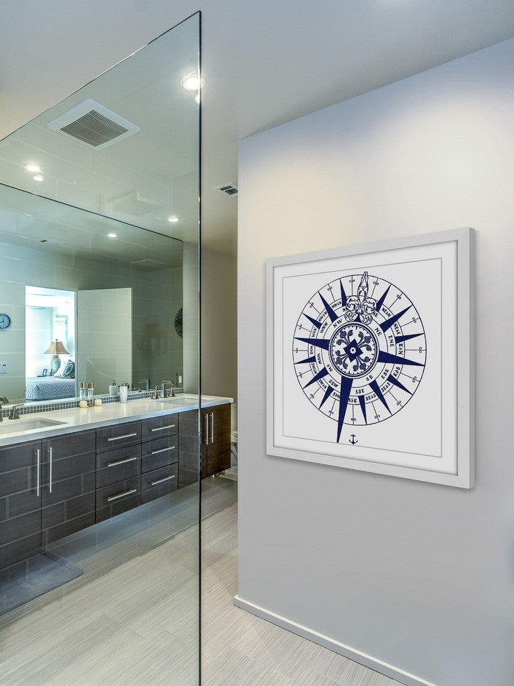 "Blue Compass" Framed Painting Print