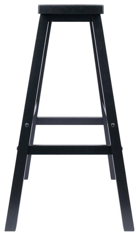 Winsome Satori 29" Transitional Solid Wood Saddle Bar Stool in Black