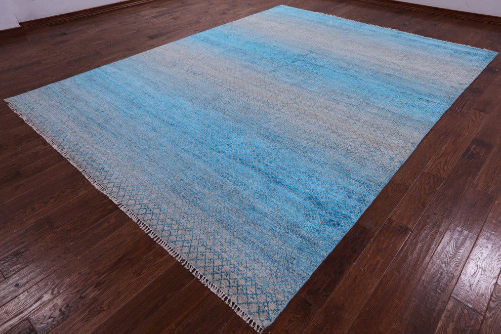 9' 2" X 12' 2" Savannah Grass Wool & Silk Hand-Knotted Rug - Q15437