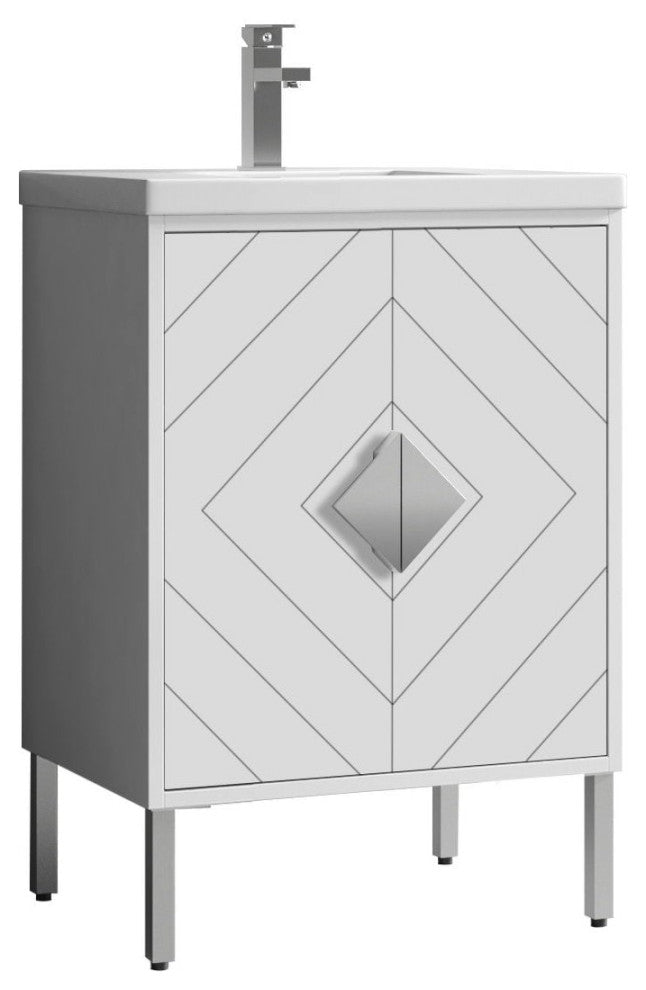 24" Tennant Brand Modern Style White Eileen Bathroom Sink Vanity
