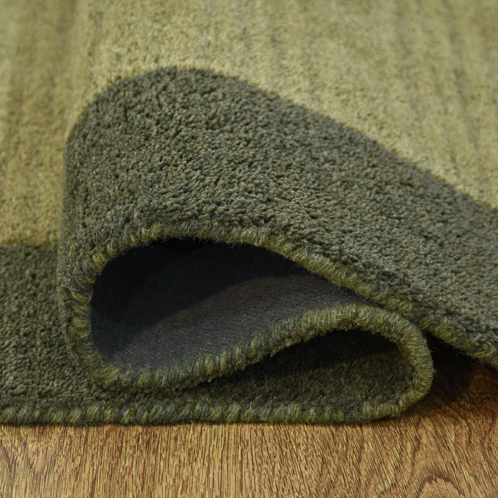 HAND TUFTED WOOL ECO-FRIENDLY AREA RUGS-Green Color, Contemporary Design