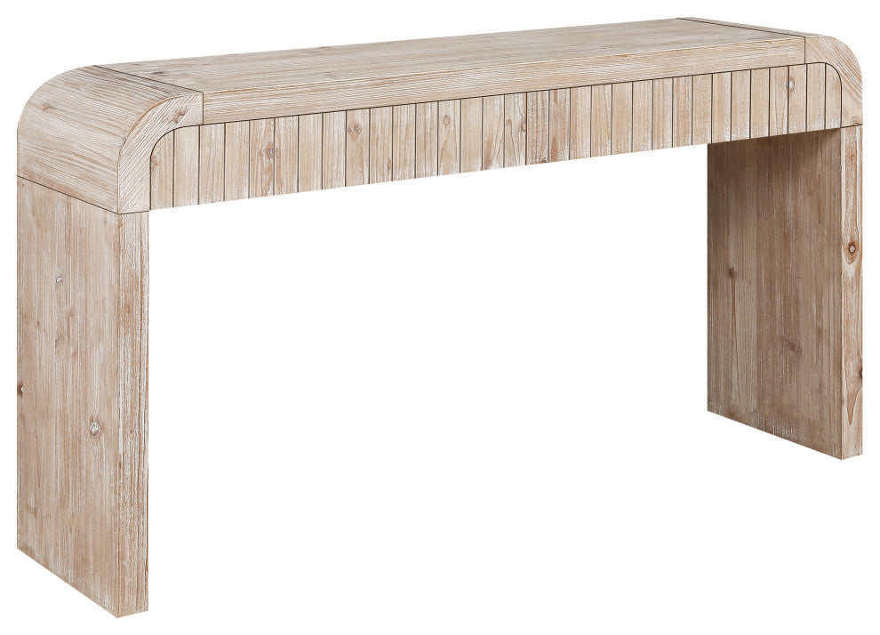 GDF Studio 59" Vintage Farmhouse Console Table With Drawers, Natural Wood Washed