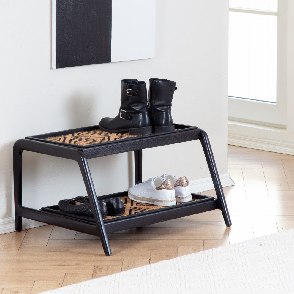 Double-Tier Black Stand With 2-Pair Rubber Boot Trays Ibadan