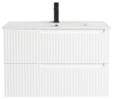 Citiscape Bath Vanity, Textured Drawer Fronts Sink Included, White, 30"