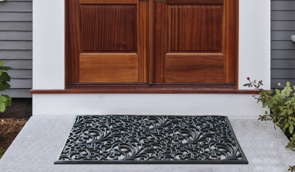 A1HC Floral Large Natural Rubber, Outside entryway Durable Doormat 30"� X 48"