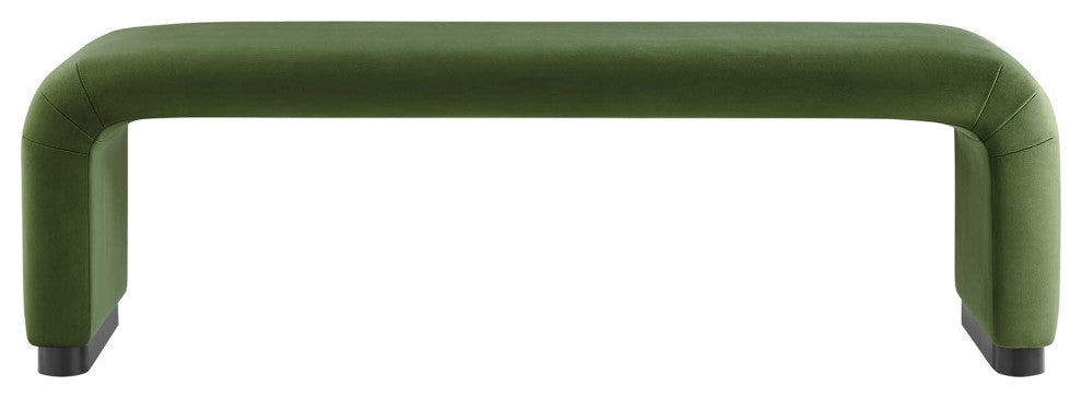 Koda Performance Velvet Waterfall Long Bench - Black Moss Green