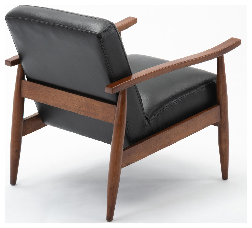 Austin Black Leather Gel Wooden Base Accent Chair, Black