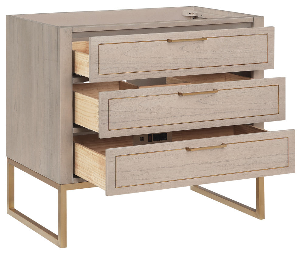 Markham 36" Single Bath Vanity Set, Cashmere Gray/Satin Brass, Quartz Countertop