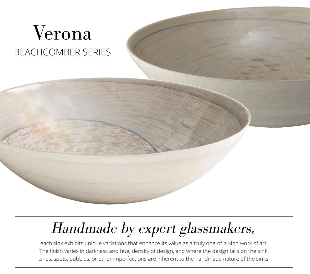 Verona Murano Glass Bathroom Sink, Beachcomber
