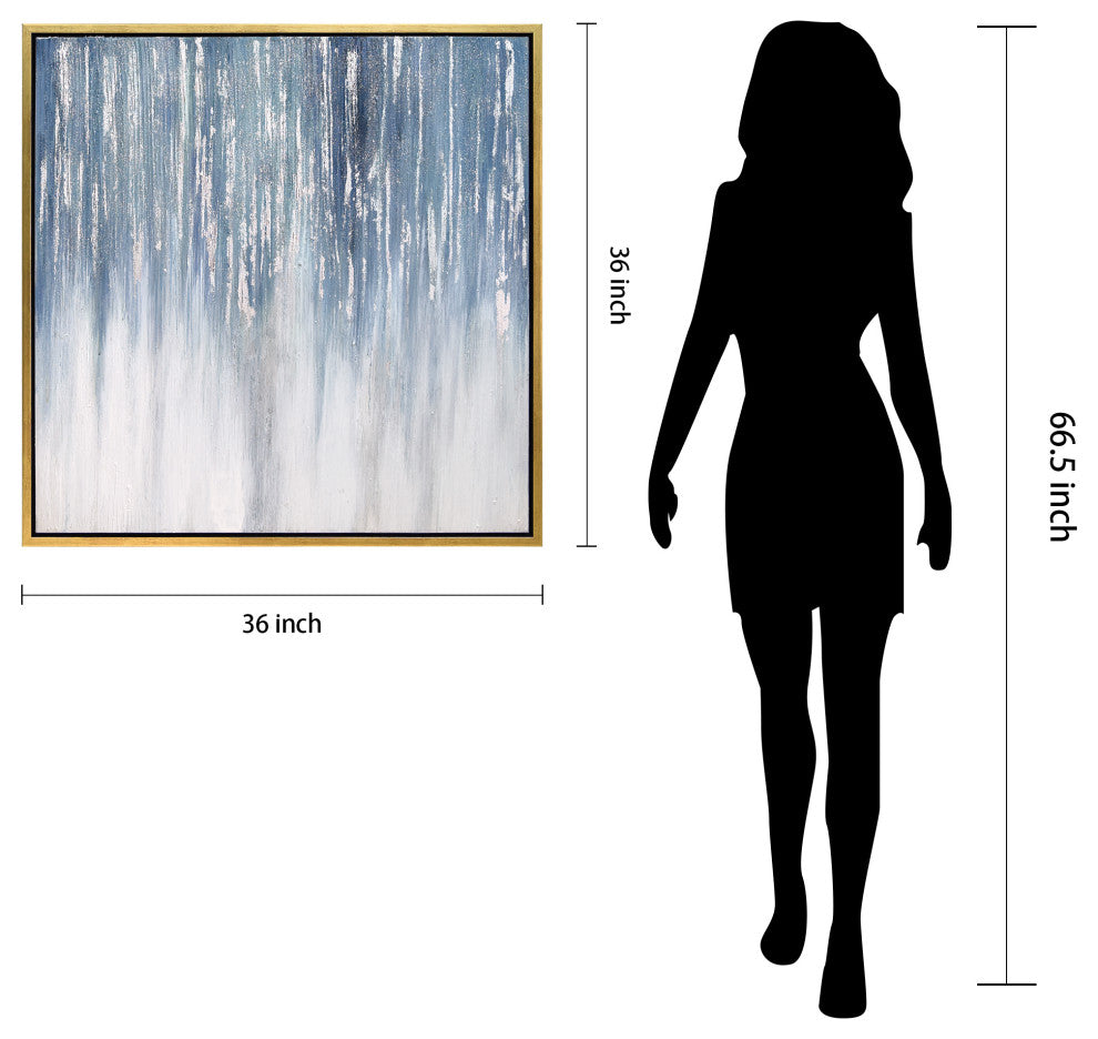Frozen Rain Textured Metallic Hand Painted Framed Wall Art by Martin Edwards