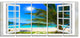 "Window Open To Beach With Palm" Seashore Wall Art, 5 Panels, 60"x28"