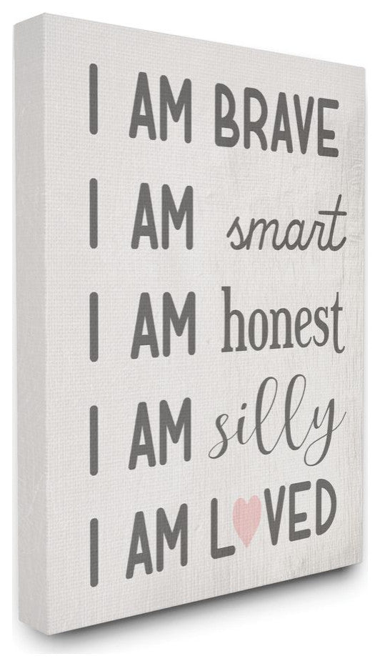 Stupell Industries I am Loved Family Kids Word Pink Design, 16"x20" , Canvas