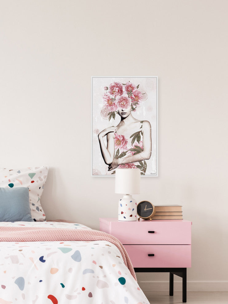 "I Love Flowers" Floater Framed Painting Print on Canvas, 30x45
