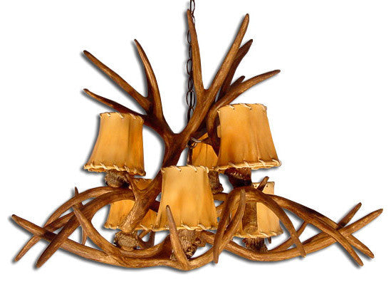 Reproduction Antler Mule Deer Inverted Chandelier Light, RS-6