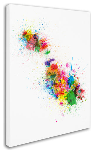 "Malta Map Paint Splashes" Canvas Art by Michael Tompsett