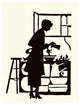 "Homemaker Waters Plants in a Home" Paper Print by Maxfield Parrish, 38"x50"