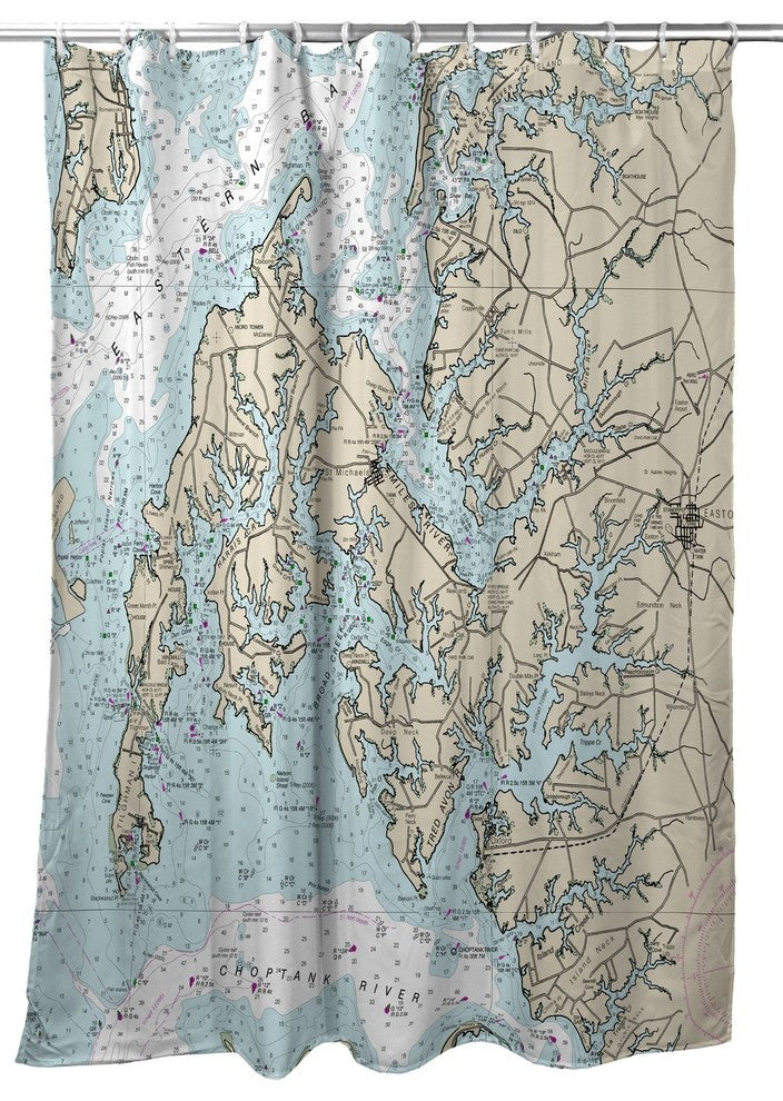 Betsy Drake Easton, MD Nautical Map Shower Curtain