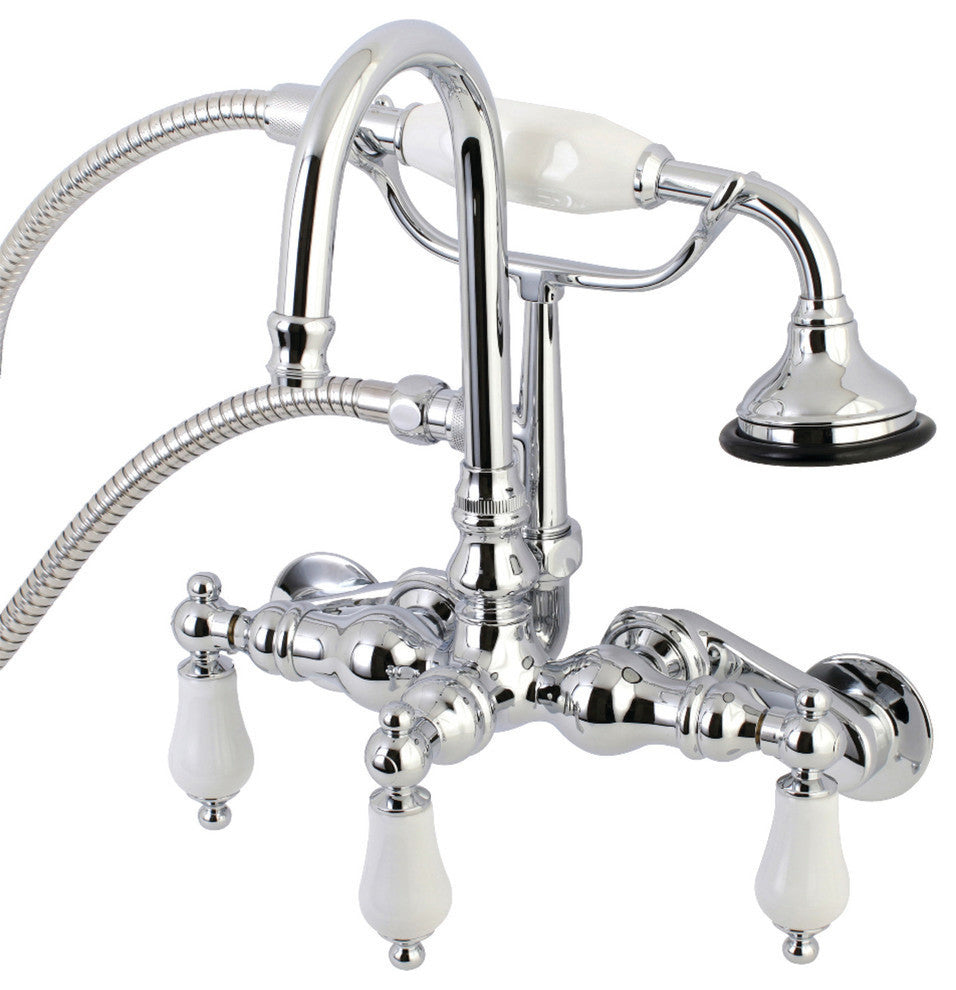 Aqua Vintage Wall Mount Clawfoot Tub Faucets, Polished Chrome