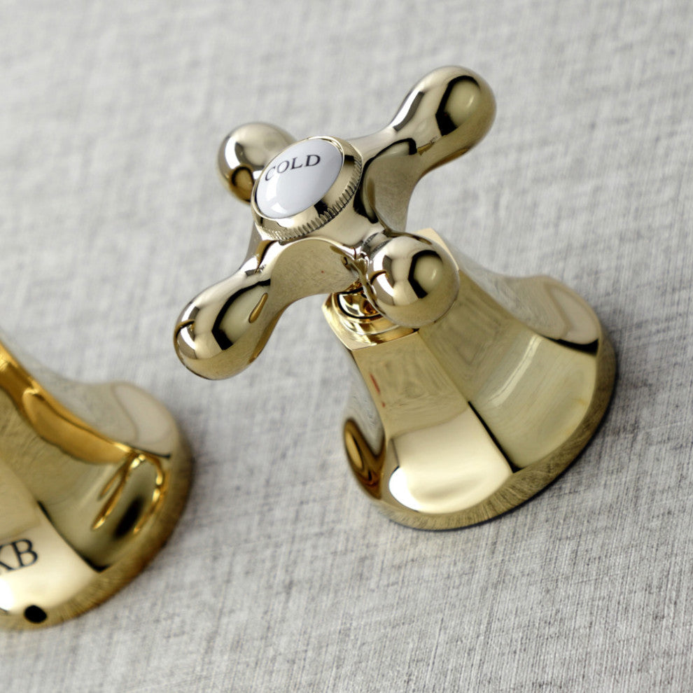 Kingston Brass KS4122AX 2-Handle Wall Mount Bathroom Faucet, Polished Brass