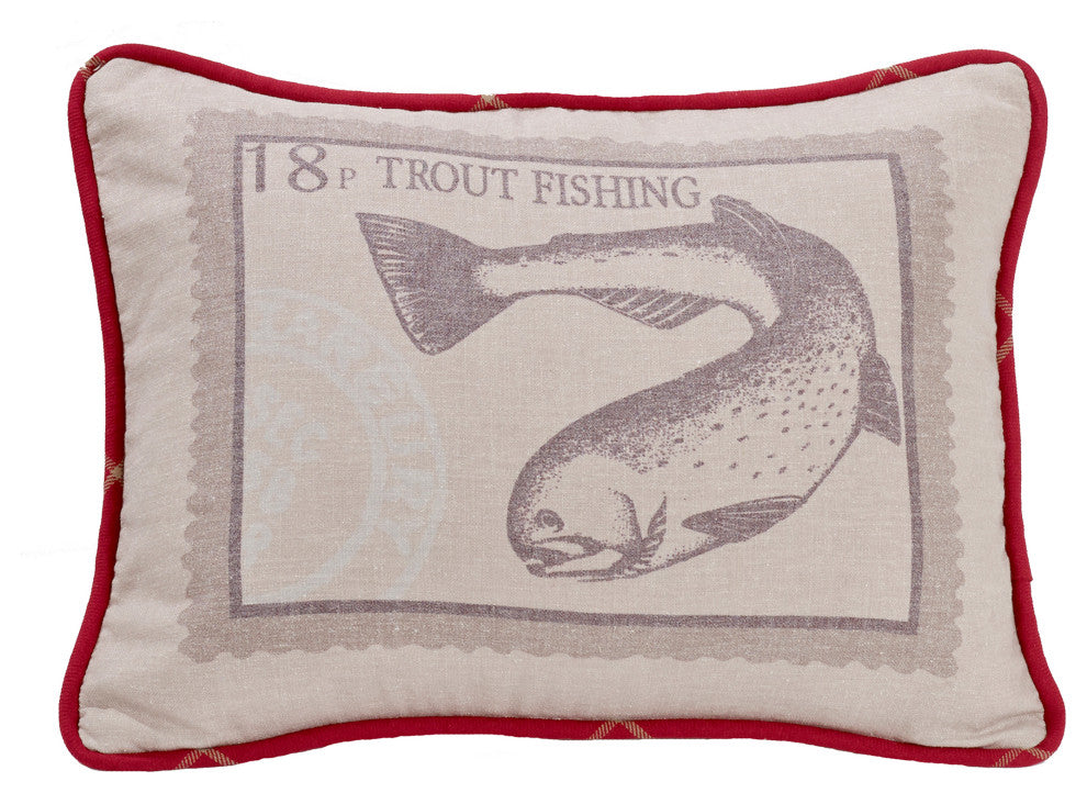 Printed Trout Pillow, 16"x21"