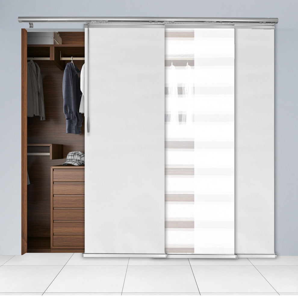 Blanched-Chauky White Panel Track Room Divider Vertical Blinds 94"Hx36-66"W