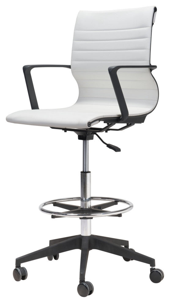 Computer Work Chair, Fabric, Steel, White, Black, Chrome, Home Business Office