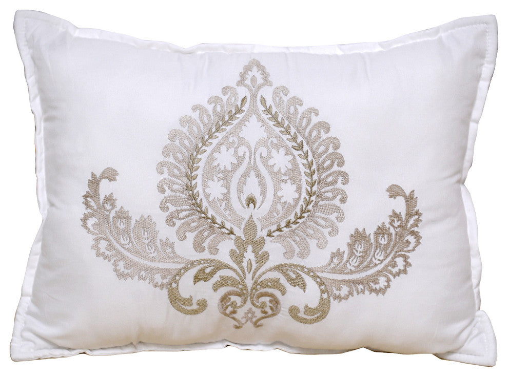 Heart Damask 5 Piece Quilt Bedspread Sets, Antique White, King, 102"x90"